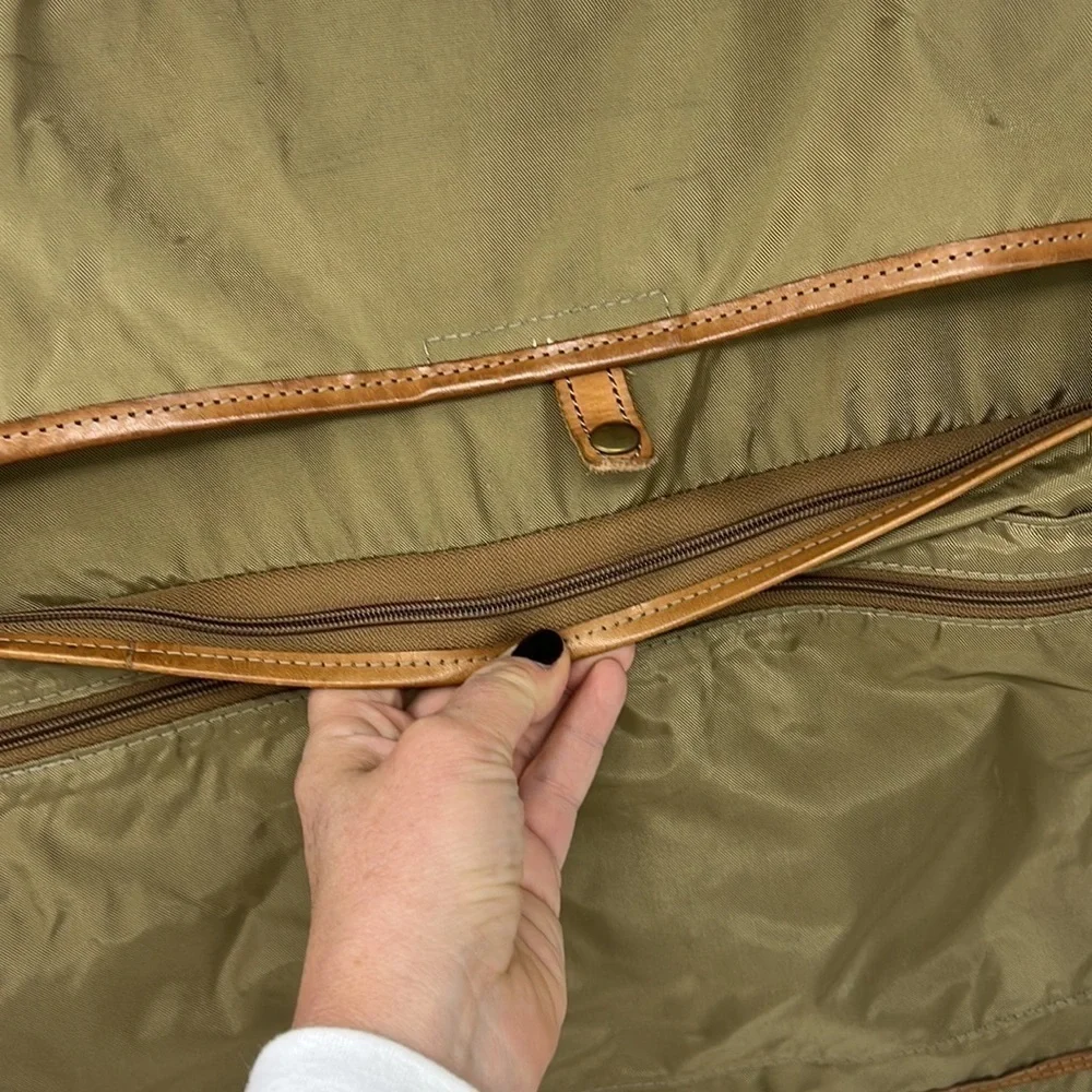 Vintage HARTMANN Lightweight Garment Travel Bag Tan Nylon & Leather Trim